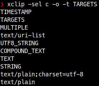 xclip showing file clipboard formats