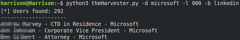 Screenshot showing Microsoft employees and positions