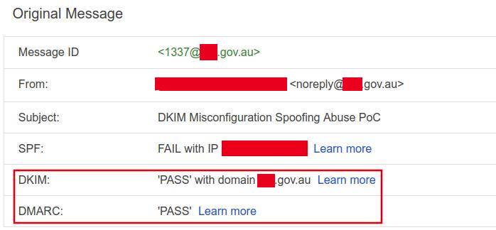 Gmail saying the email passed DKIM and DMARC